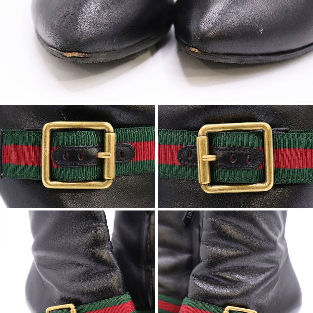 Gucci Sherry Heels Short Boots Black Leather Size 35.5 US About5.5 For Women thumbnail 22