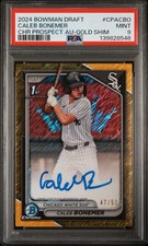 2024 BOWMAN DRAFT CHROME PROSPECT AUTO GOLD SHIMMER CALEB BONEMER  /50 PSA 9!