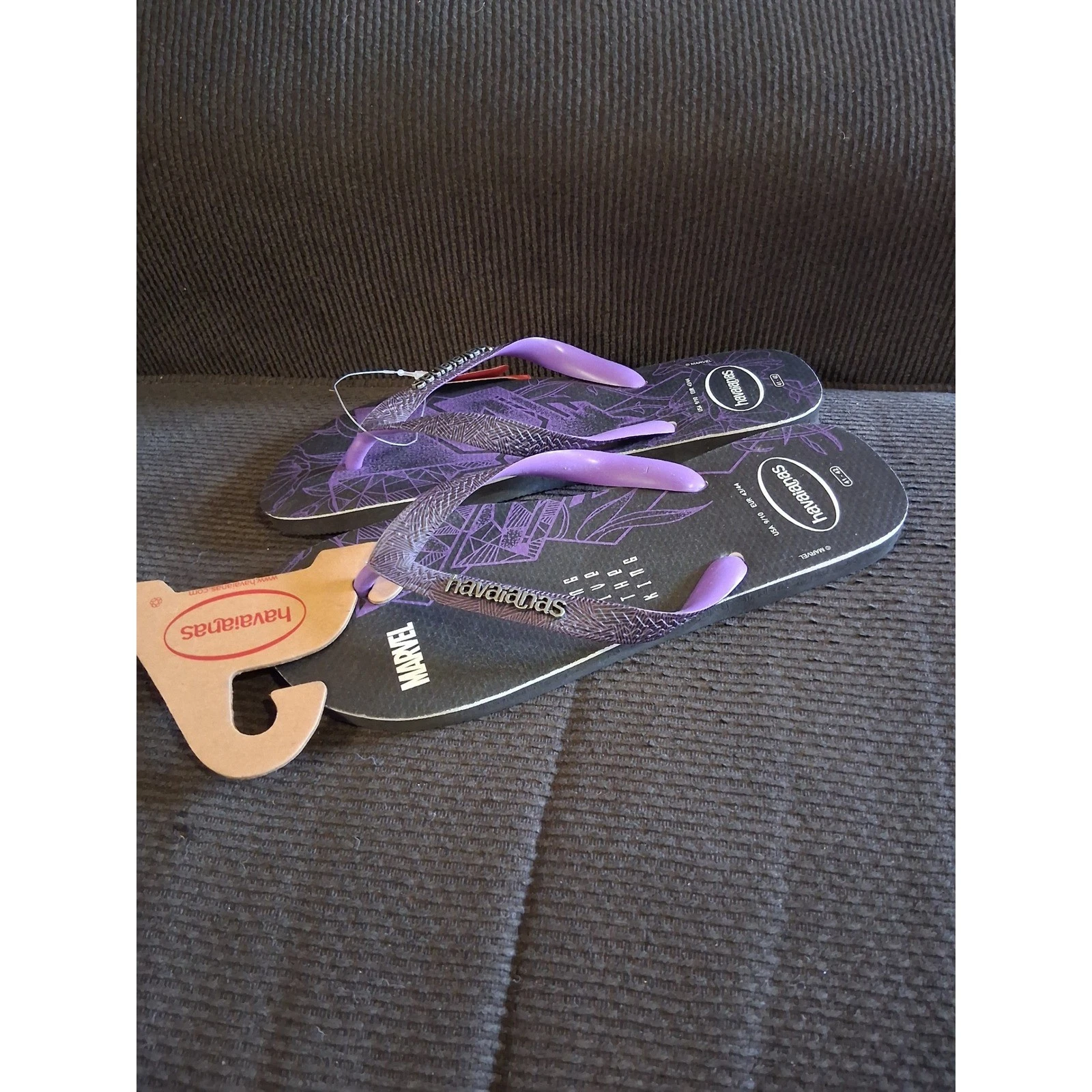 Havaianas Marvel Black Panther Flip Flops Mens 9/10 Purple Black Long Live King
Opens in a new windo