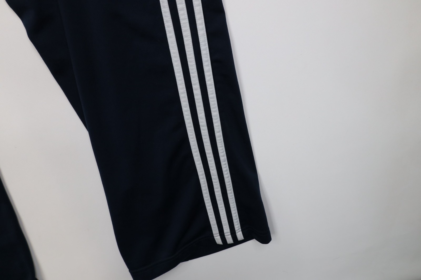 Vintage Y2K Adidas Mens XL Faded Striped Wide Leg Sweatpants Pants Navy Blue thumbnail 13