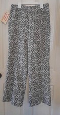 Vintage 60s NWT Women  s Brown And White Paisley Pull On Pants. Waist 32. B38