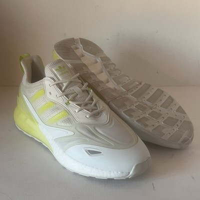 Size 13 - adidas ZX 2K Boost 2.0 White/Semi Solar Slime Athletic Running Shoes