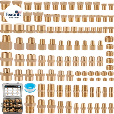 106PCS Brass Pipe Fittings Assortment Kit NPT Extension Adapter,Reducer Bushing,