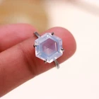 Natural Lavender Quartz Hexagon Ring Black Oxidized Solid Silver Jewelry For Her