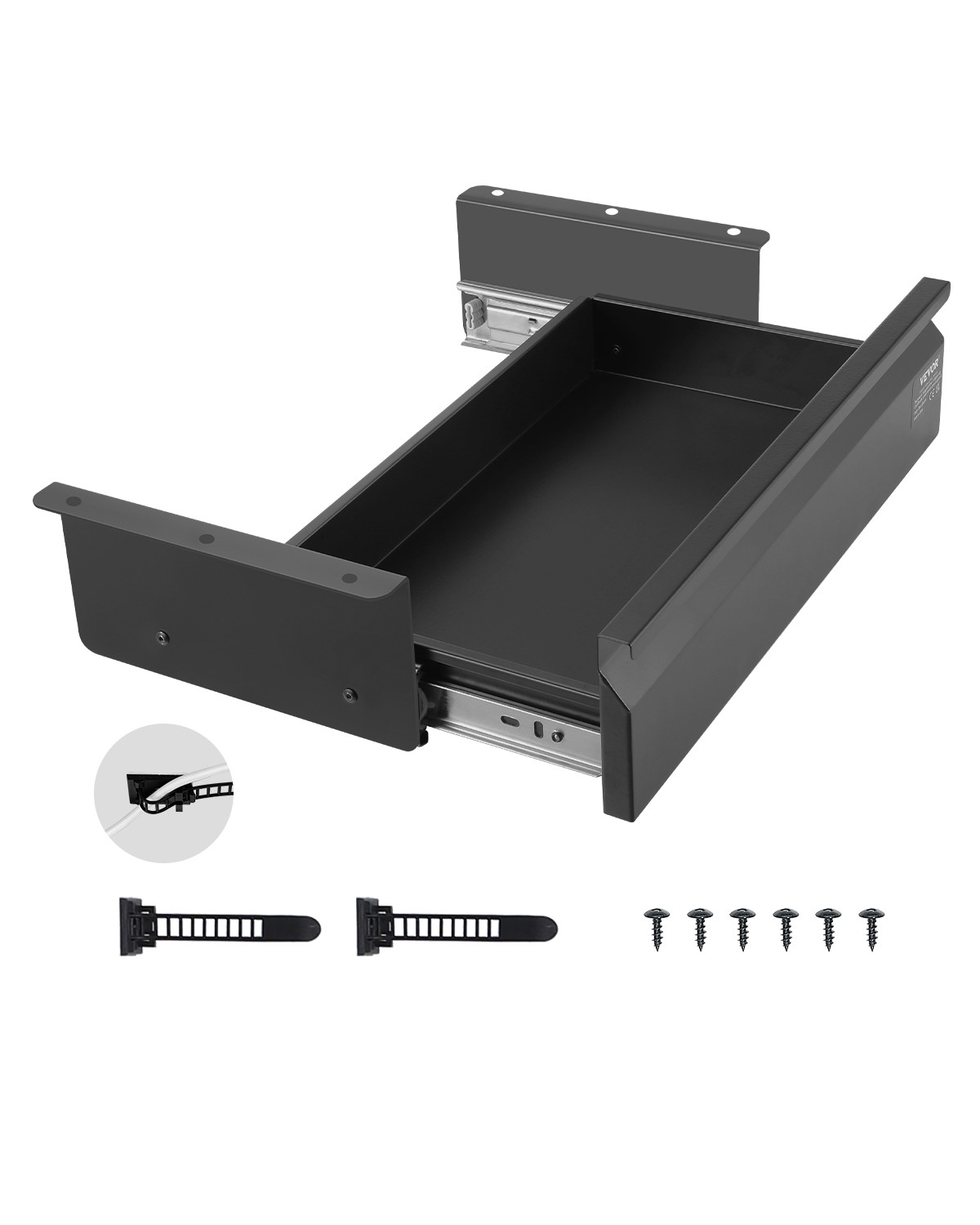 Rangement sous table coulissant VEVOR noir de 400 mm pour organiser un bureau