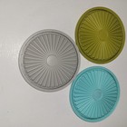 Vintage Lot of 3 Tupperware Servalier LIDS ONLY 5" Green Turquoise Gray — photo 2