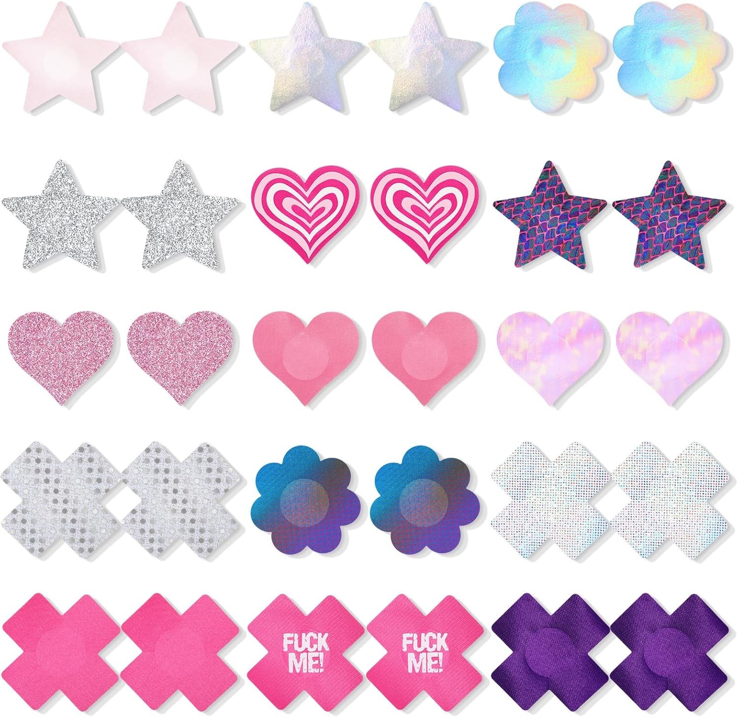 Grevosea Pasties Nipple Covers, Disposable Lingerie Colorful 