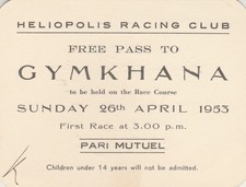 EGYPT Old Rare Invitation Heliopolis Club bookmakers 1953