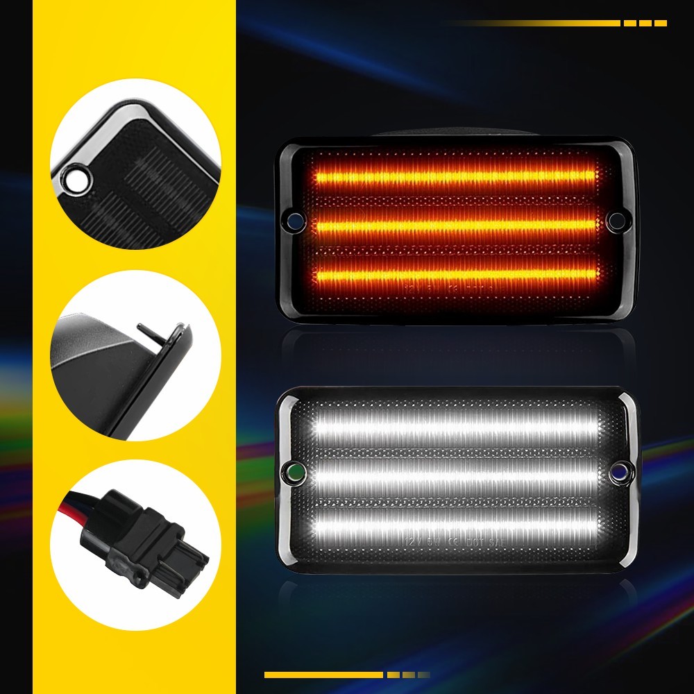 For Jeep Wrangler TJ 1997-2006 Smoke LED Bumper Signal Front Side Marker Lights
