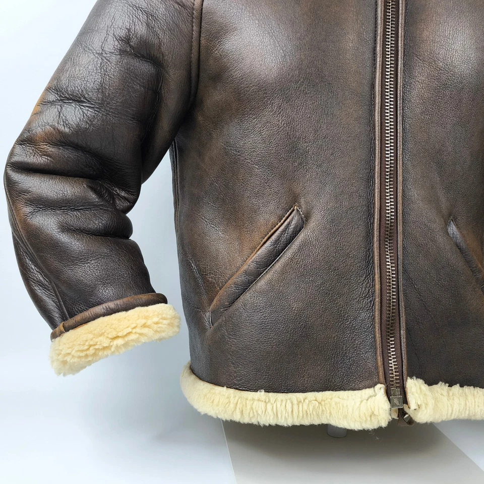 Chevignon Girl Lederjacke Lammfell braun Gr. M/L Made in France 90s Flying Wear - Bild 3 von 4