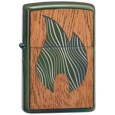 Zippo Windproof Lighter Woodchuck USA Flame Metal and Wood Construction 49057