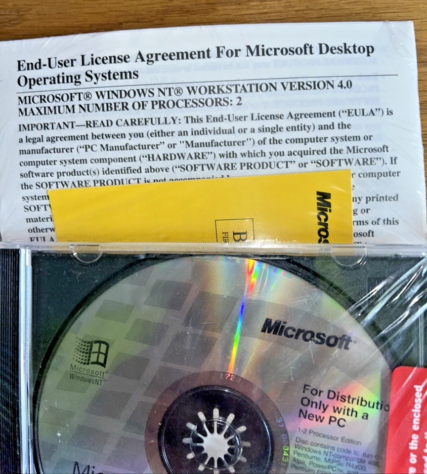 NOS Microsoft Windows NT Workstation 4.0 SP3 CD-ROM, 3.5 Floppies, Manual & COA - Image 3 of 4