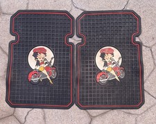 Vtg Betty Boop On Motorcycle Rubber Car Truck Floor Mats Set Of Two Used Cool