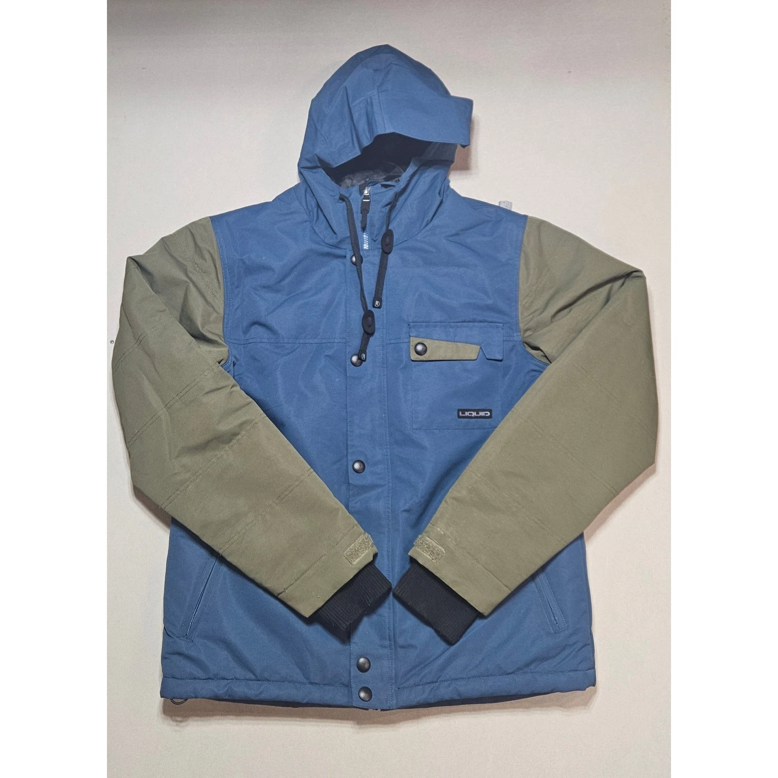 Liquid Mens M Blue Olive Snowboard Ski Jacket Hooded Insulated Winter Coat image 1