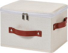 Storage Bin Box with Zippered Lid Decorative Collapsible Basket