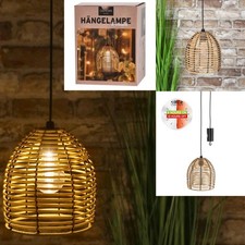 Outdoor-Lampe Rattan, zum Hängen 16 x 18cm, LED warmweiß, IP 44, Timer, Batterie
