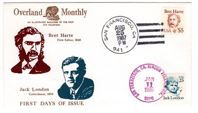 #2196 Bret Harte 1987 FDC - Piszkiewicz Ebright Silk-screen & Printed Cachet