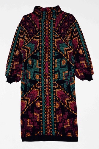 NEW - FARM RIO Yawanawa Stripe Long Sleeve Tribal Jacquard Sweater Dress S, $225 - Picture 9 of 11