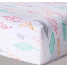 Cloud Island Fitted Crib Sheet Feathers BABY WHITE NEW
