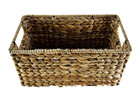 Natural Woven Rectangular Storage Basket with Internal Handles