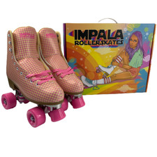 Impala Roller Skates Womens Size 9 Pink Tartan 58mm Wheels Retro