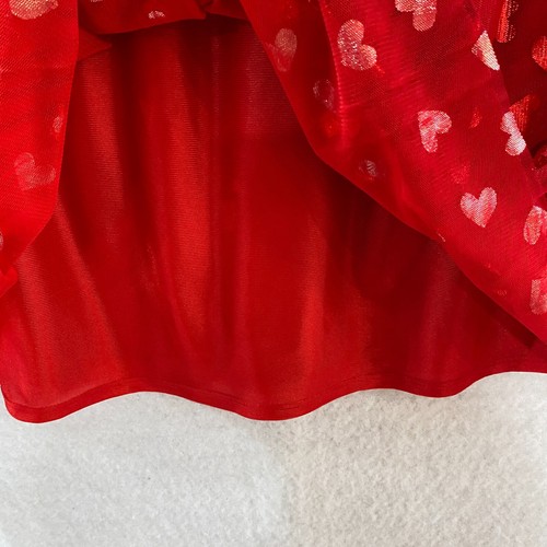 Celebrate Tulle Skirt Youth Girl XXL (18) Red Foil Heart Valentines Tutu Dance - Picture 5 of 10