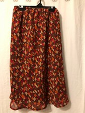 Vintage Worthington Woman's Elastic Waist Geometric Design A-Line Skirt Sz 4 N99