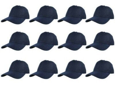 Wholesale NAVY Plain Blank Adjustable Valcro Strap Baseball Cap