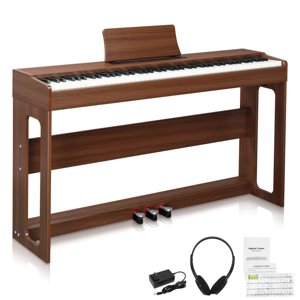 Piano numérique Bluetooth 88 touches, 3 pédales avec support de meuble, casque - Photo 1/4