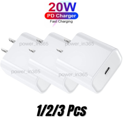 For iPhone iPad Android Fast Wall Charger Block 20W USB-C PD Power Adapter Cube