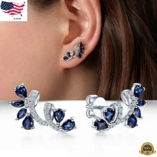 Elegant Silver Plated Stud Earring Women Cubic Zircon Wedding Jewelry Gift