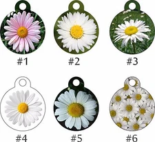 Pet Tags Personalized Pet ID tag for Dog and Cat ROUND Tags Charm DAISY color