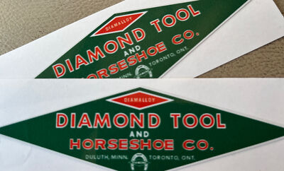 Diamond Tool Box Logo Green Orange White Vinyl Decals For Custom Box 4 1/2  Set2