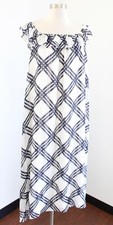 NWT Ann Taylor Navy Blue White Ruffle Diamond Plaid Midi Maxi Dress Size 8