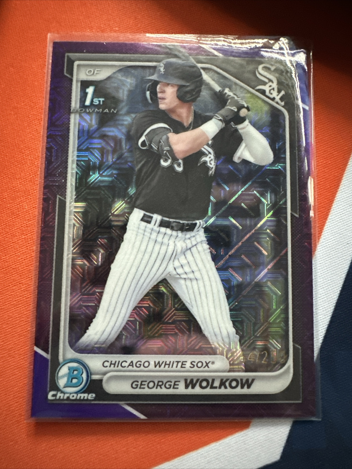 2024 Bowman Chrome Mega George Wolkow 1st Bowman Purple Mega Refractor /250 Mojo