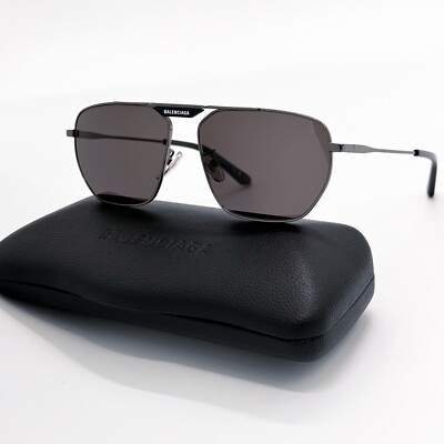 NEW BALENCIAGA BB0298SA 001 AVIATOR BLACK METAL UNISEX SUNGLASSES