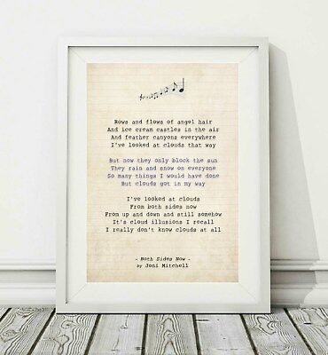 174 Joni Mitchell Both Sides Now Song Lyric Art Poster Print Sizes A3 Ebay