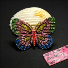 Colorful Lovely Rhinestone Crystal Butterfly Fashion Women Charm Brooch Pin