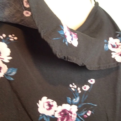 Torrid Women's Size 1 Black Purple Floral Wide Leg Ruffle Cami Jumpsuit - Picture 4 of 22