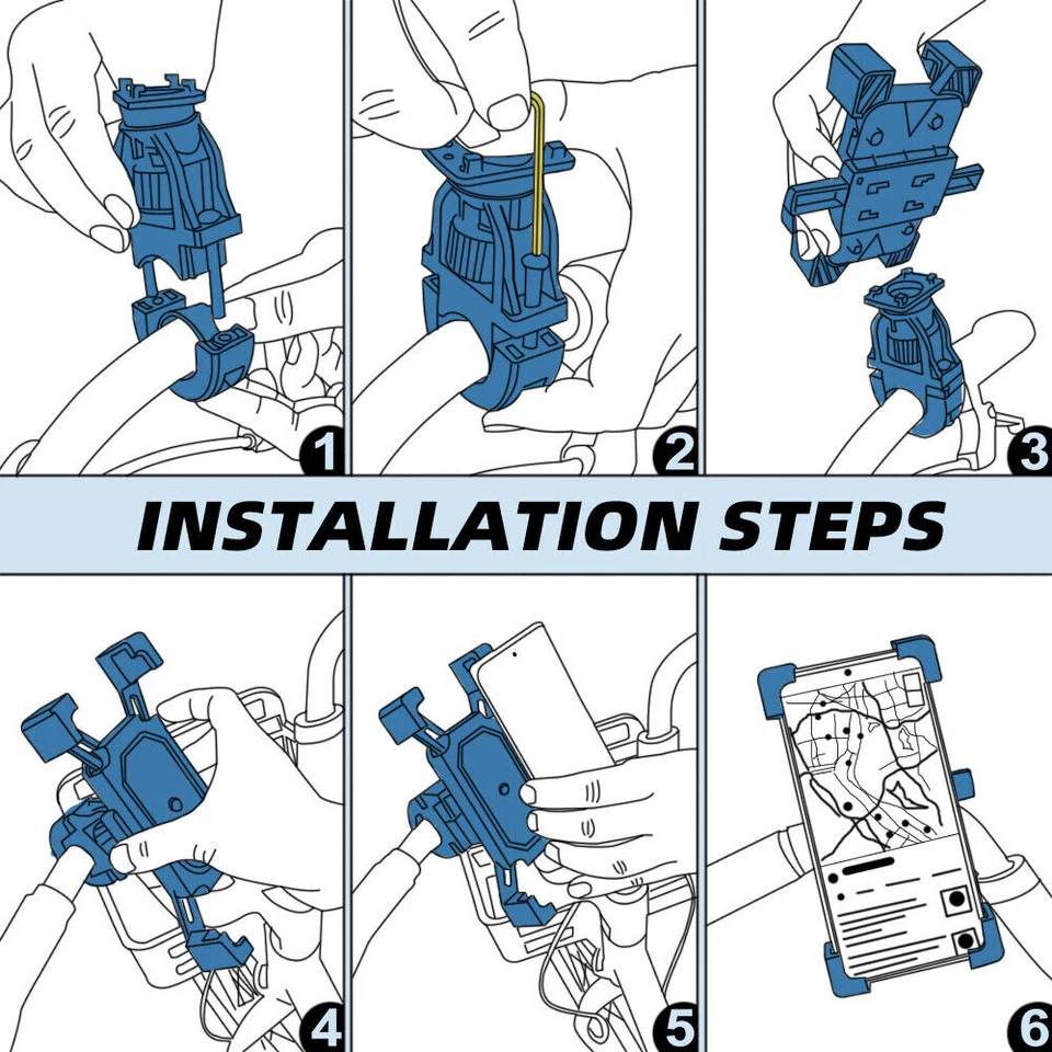 Motorcycle Bicycle Bike Handlebar Phone Mount Holder Bracket for iPhone Samsung - Image 4 of 4