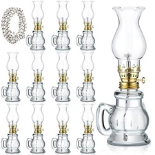 Yexiya 12 Pcs Oil Lamp Vintage Glass Kerosene Lamp Rustic Lantern Chamber Oil...