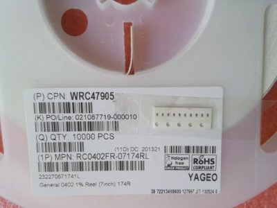 50 x Dickfilmwiderstand - 174 Ohm - 62,5 mW - 1% - 0402 - NEU
