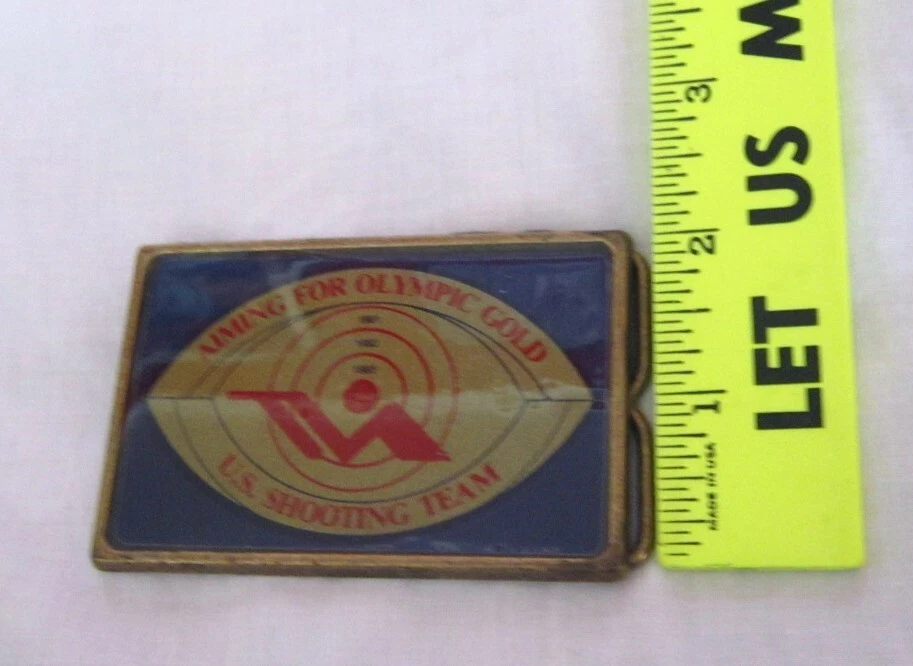 Apuntando al Oro Olímpico Equipo de Tiro de Estados Unidos Hebilla de Cinturón de Colección 1984 Los Ángeles Foto 4 de 4