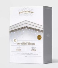 New Wondershop 70 CT LED Icicle Lights with Wht Wire 9.6ft Lighted Length