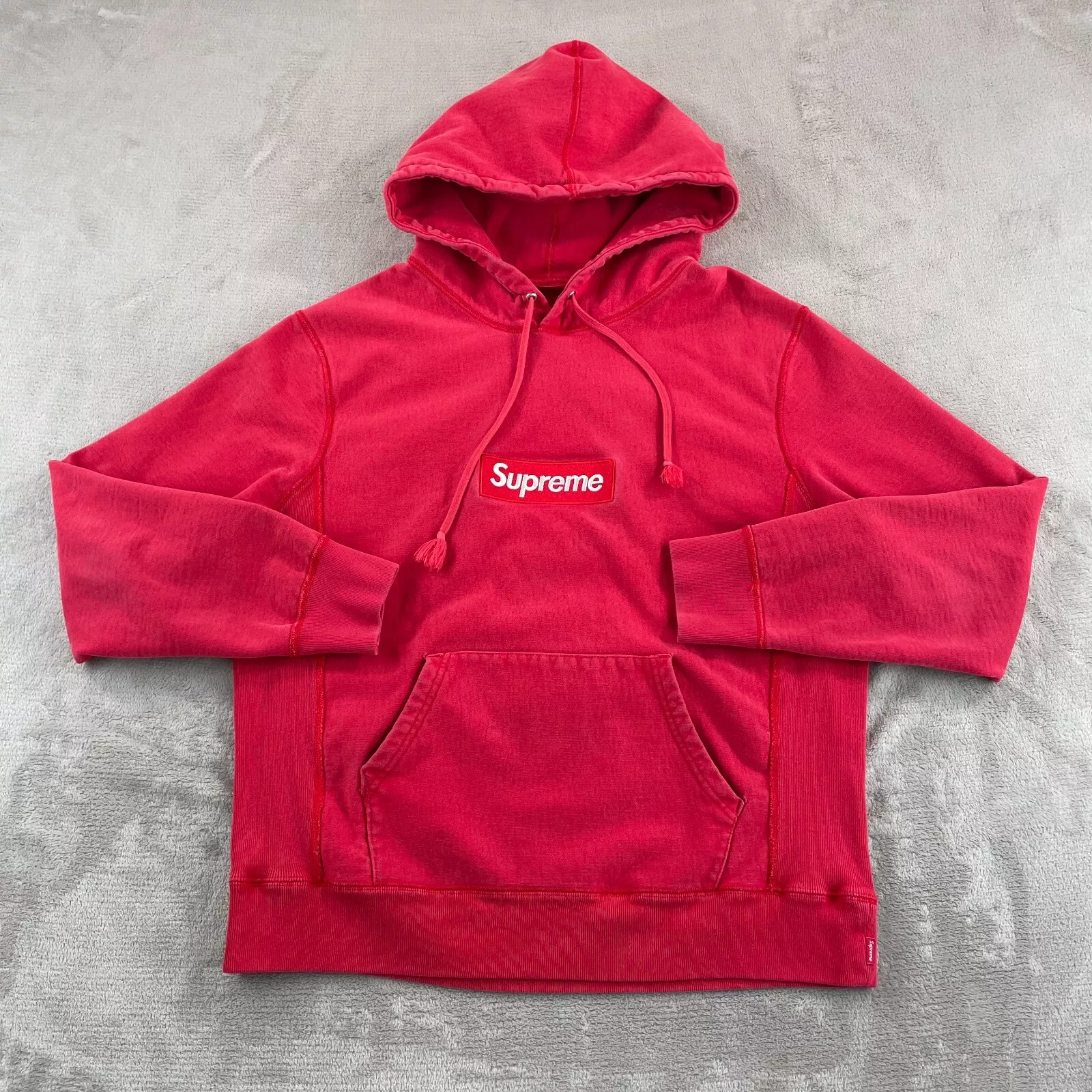 Pull à capuche homme Supreme Box logo moyen rouge tissage inversé poids lourd