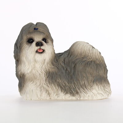 Shih Tzu Figur Handbemalte Statue Grau