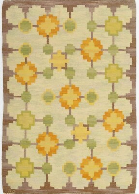 Rugs 5x8 8x10 Swedish Marianne Richter inspired Flat Kilim Rug Wool Rug Living