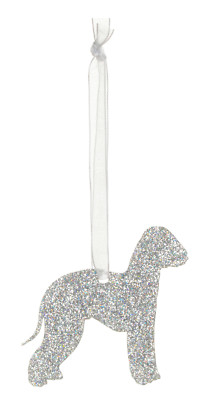Bedlington Terrier Hund Style A Glitzer Weihnachtsdeko - 11 Farbauswahl.