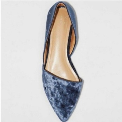 blue velvet flats