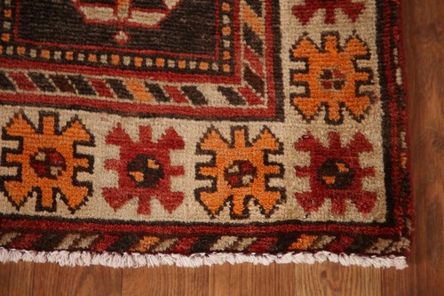Vegetable Dye Checked Bakhtiari Area Rug 5x9 ft. Handmade Wool Vintage Carpet - Picture 6 of 12